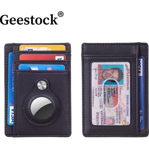 Geestock RFID Men Leather Card Wallet For AirTags Protective Case Bag for Women Anti-theft Anti Scratch Shockproof Shell Cover