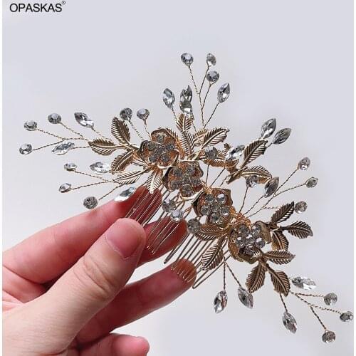 Flower Insert Comb Rhinestone Inlaid Vintage Elegant Handmade Hair Comb for Women Wedding Party Costume Hair Accessories VL