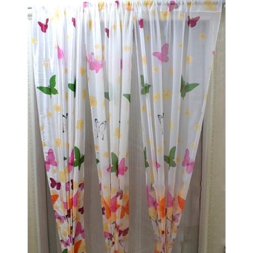 Butterfly Print Sheer Window Panel Curtains For Living Room Bedroom Kitchen Room Decortion 100x200cm Curtain