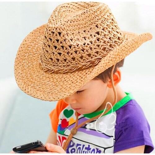 Kids Western Chapeu Cowboy hat 2020 Summer Cowgirl hat Children Sun Hat Wide Brim Straw Hats Sunhat Outdoors
