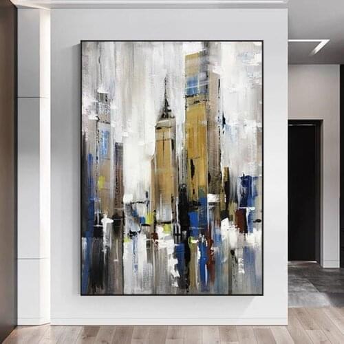 Home Decoration handmade Modern Gallery City Scenery Art Oil Paintings High Quality Handmade Acrylic Artwork Canvas Wall Art