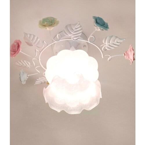 European Rural Rose Bedroom Ceiling Lamps Hall Porch Balcony Ceiling Light Decorated American Country Rustic Ceiling Lightings