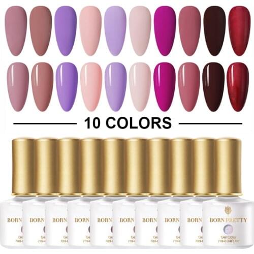 BORN PRETTY Gel Nail Polish Set 7ml Hybrid Semi-permanent Varnish Nail Art Gel Kit Soak Off UV LED Gel All For Manciuring