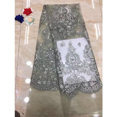 Hot selling YG-447xl african good looking flowers lace fabric sequins fabric embroidered tulle mesh lace fabric