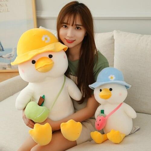 30-75cm Duck With Hat Cute Kawaii Animal Doll Soft Plush Toy Birthday Lovely kids Birthyday Gift