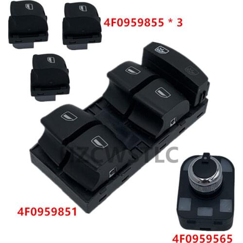 Free Shipping Power Window Mirror Switch Button For AUDI A6 S6 C6 RS6 A6 Allroad Quattro A3 Q7 4F0 959 851 4F0 959 855 4F0959565