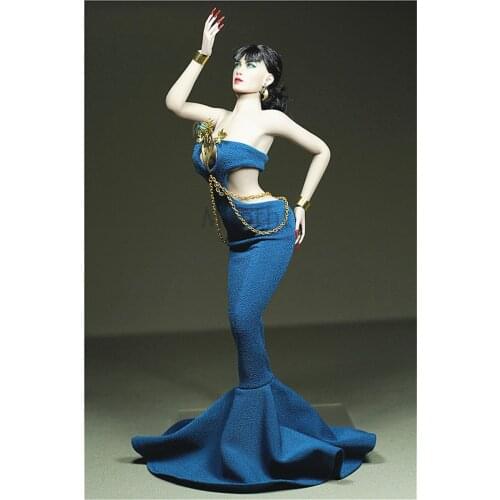 Collection 1/6 Scale Golden Leaf Blue skirt Dress for 12inch Phicen Tbleague JIAOUL Doll Action figures Blue Fairy Toy