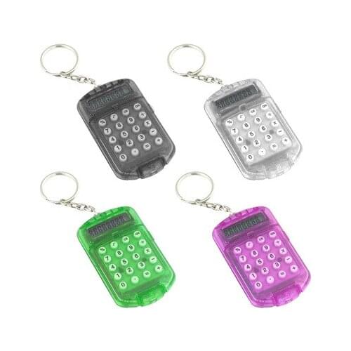 Compact keychain calculator, flip-top battery replacement calculator, 8-digit advertising mini calculator