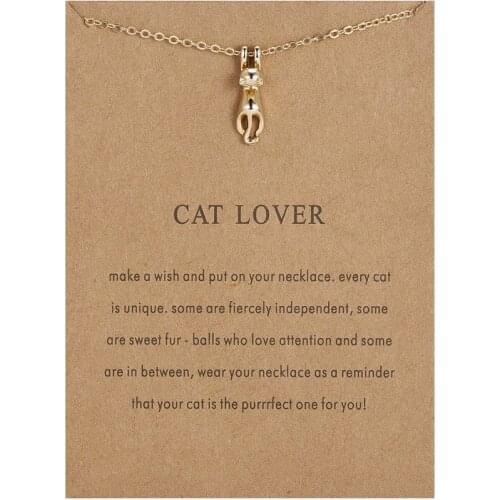 Korean version of simple jewelry foreign trade jewelry Cat Lover paper card kitten alloy necklace cheap wholesale