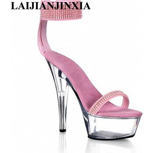 LAIJIANJINXIA Romantic Sexy 15cm Thin High-Heels Platform Shoes Strap Nightclub Pole Dancing Shoes Open Toe Sandals Dance Shoes
