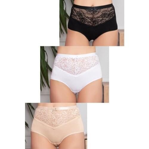 LUXXA 3'LÜ DSQ FRONT LACE DETAILED WOMEN BATO PANTIES KIT