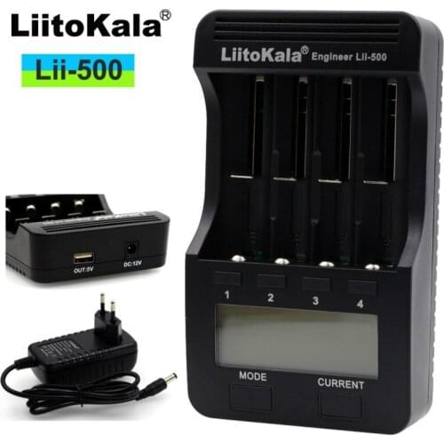 LiitoKala Lii-500 Multifunction Charger 3.7V 18650 18350 1.2V AA AAA battery Capacity test, USB 5V output, Large LCD display