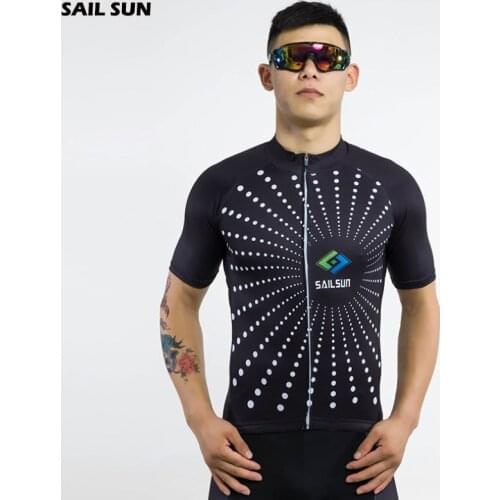 SAIL SUN Men Team Cycling Jersey Short Sleeve Tops Shirts Bicycle Racing Clothing Sports Wear Black Size S-XXXL