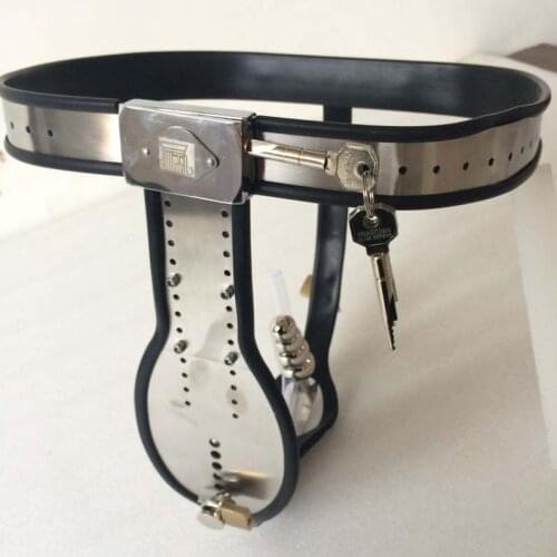 Male Chastity Belt Stainless Steel Chastity Cage With Removable Anal Bead Plug Master Slave Lockable Penis Restraint Device