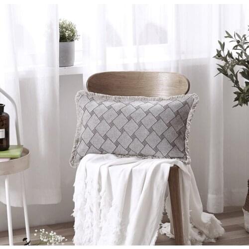 PHF Cotton Linen Throw Pillow Cover Yarn Dyed Jacquard Pillowcase 1PCS Decorative Pillows for Sofa Bedroom Car Home