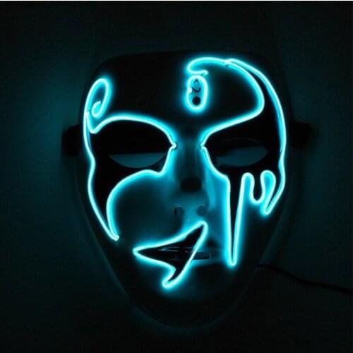Novelty Glowing Mask Halloween Party Decoration Scary Face EL Wire Anonymous Mask