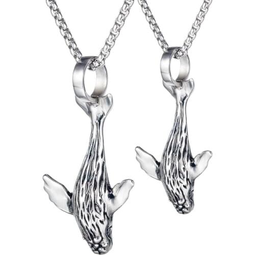New Arrival Retro Whale Pendant Necklace Hip-hop Titanium Steel Jewelry Man Gift Not Fade Drop Shipping