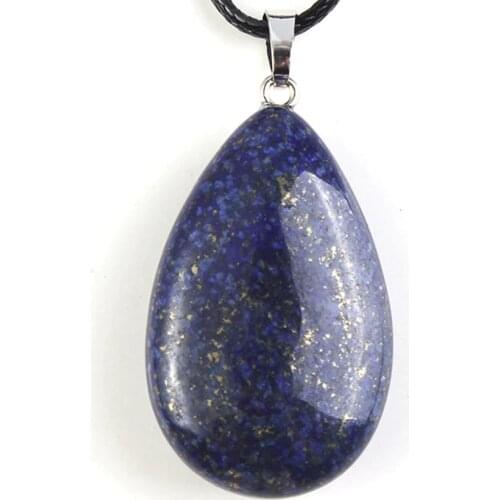 KFT Silver Plated Natural Crystal Quartz Stones Pendants Lapis Lazuli Black Agates Waterdrop Stone Pendant Fashion Jewelry