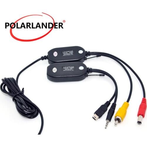 Portable Car Transmitter Receiver for Car 2.4G Wireless RCA 12V GPS Wireless Transmitter Receiver for Reversing Camera in Black