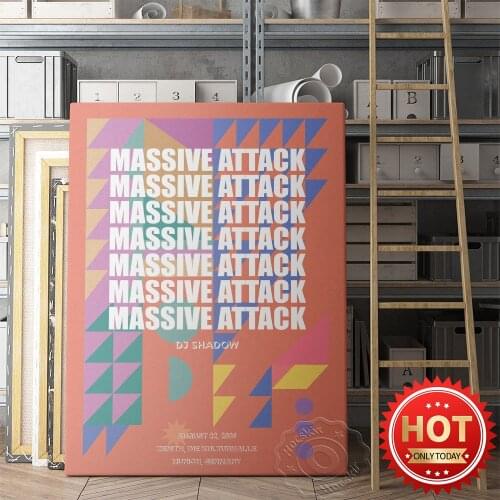Massive Attack Gig Poster, Geometry Pattern Canvas Painting, Nordic Vintage Art Living Room Home Decor Wall Picture, Wall Art