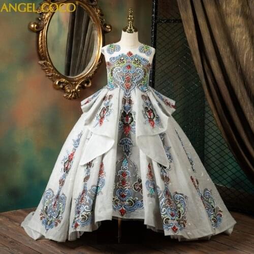 Luxury Girls Evening Dress Ball Gown Teenage Girl Pageant Dresses For Children Princess Dress Evening Gowns for First Communion