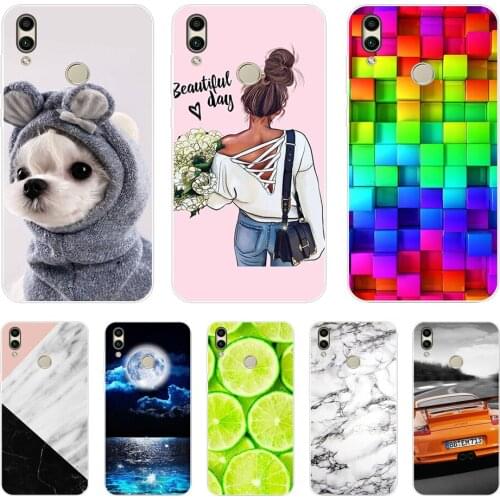 Silicone TPU Case For Huawei Honor 8X 8C Soft Cat Animal Flowers Cartoon printing Case Protective cover for honor8C fundas coque