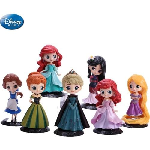 Random 1pcs Disney Frozen Princess Anna Aisha Doll Toy Ornaments Anime Childrens Toys Anime Action Figure Toys for Children