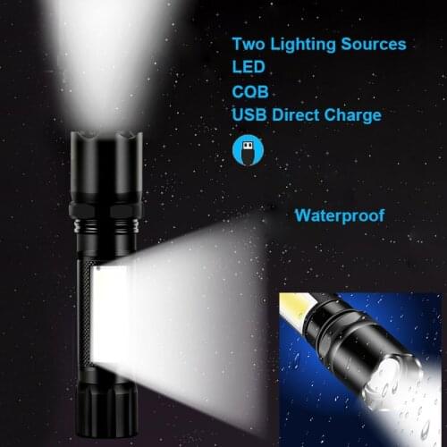 LED Flashlight Powerful Ultra Bright Electric Torch Outdoor Light Camping Waterproof Zoomable COD Side Light Three Switch Mode