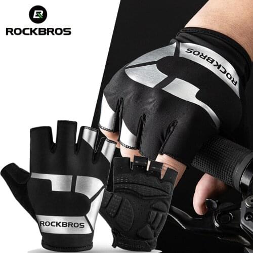 ROCKBROS Anti-slip Anti-sweat Men Half Finger Cycling Gloves Breathable SBR Anti-shock Sports Gloves MTB Bike Bicycle Glove