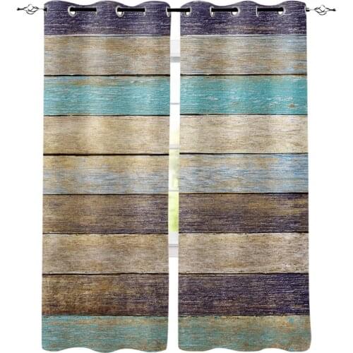 Vintage Wood Texture Window Interior Curtain Valance Door Room Drape for Kitchen Living Room Bedroom Decoration Curtains