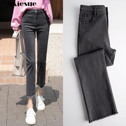 Vintage ripped Jeans Women gray High Waist Denim Pants Mujer Mom Boyfriend Straight Jeans woman Autumn Spring 2020 Denim Jeans