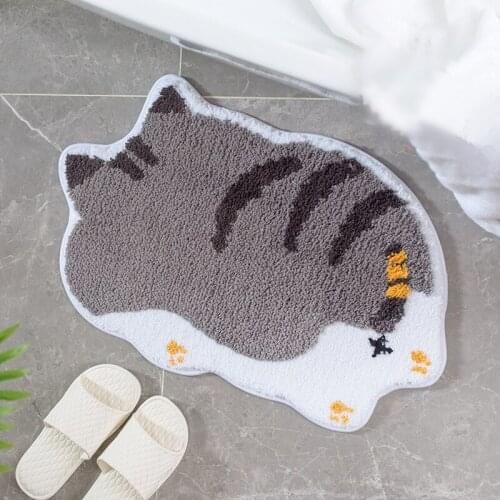 Bathroom Water Absorbs Carpets Latex Backing Non-Slip Kitchen Door Mats Cartoon Animals Household Bedroom Flocking Floor Rugs