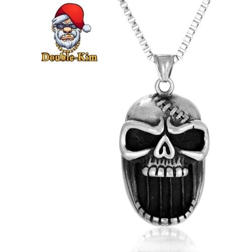 Warrior Skull Necklace Men Chinese Word Hip-hop Rock Titanium Stainless Steel Classic Chain Necklace Fashion Man Exquisite Gift