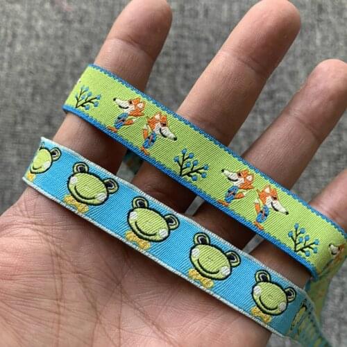 10YARD 5/8 Inch 16MM Frog And The Fox Jacquard Cartoon Ribbon