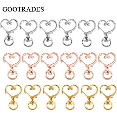 10 Pieces Heart Metal Swivel Lobster Clasp Snap Hooks Purse Lanyard Clip Diy Hanging Buckle Key Ring