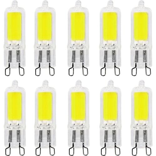 10Pcs Mini G9 LED Bulbs 3W 5W 360 Degree Clear Glass Body Led Light COB Crystal Lamp Replace 25W 45W Halogen Lamp Bulbs 220V