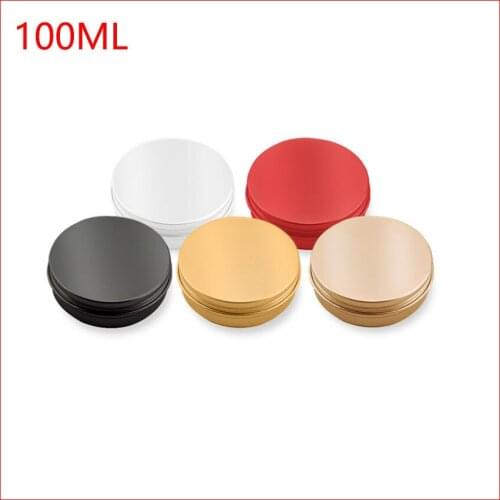 100ml aluminum jar 100 gram metal cream jar silver aluminum tin metal cosmetic container red/black/yellow/silver 100pcs/lot