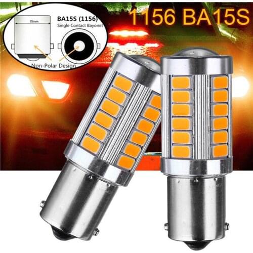 12V Yellow Amber P21W 1156 BA15S LED Bulb 5730 SMD Turn Signal Bulb Brake Light Auto Reverse Lamps