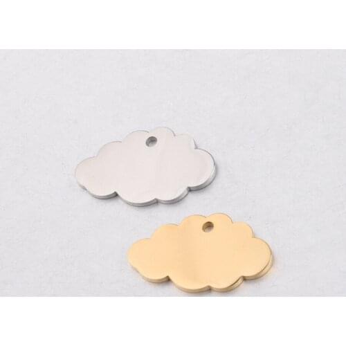15x25MM Silver Gold Stainless Steel Cloud Stamping Engraving Pendant Charm DIY Supplies 1800432