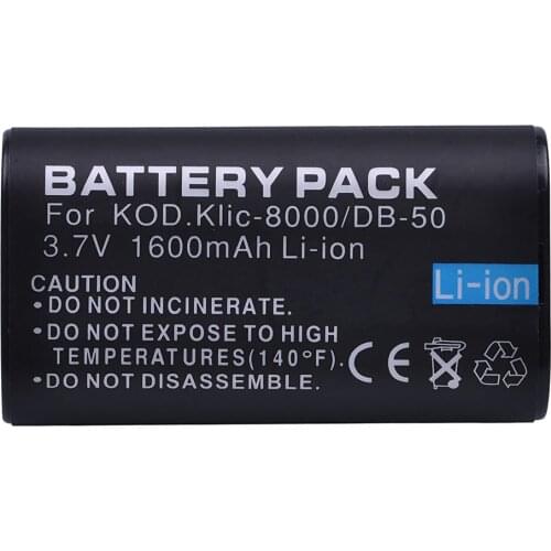 1600mAh Klic-8000 DB-50 Klic 8000 DB50 Battery for Kodak EasyShare Z612, Z712is, Z812is, Z8612is, Z1012, Z1012is, Z1015is, Z1085