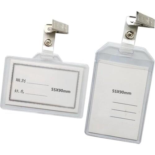 20 Sets ID Badge Case Clear With Transparent Card Badge Card Badge Holder Clips Office Stationery Supplies for Access Card