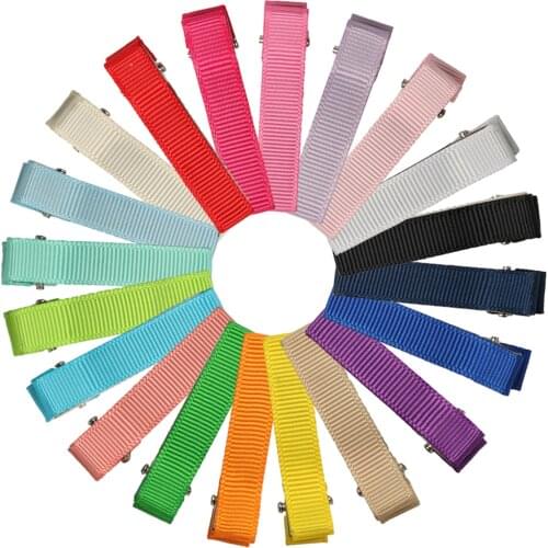 20 Pairs 2inch Hair Clips Accessories Bag Grosgrain Ribbon Metal Mini Clips Colored Hair Accessories Fashion Hairclips