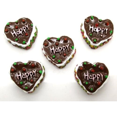 20Pcs Resin Coffee Heart Cake Decoration Crafts Flatback Cabochon Scrapbooking Fit Phone Embellishments Beads Diy Accessories