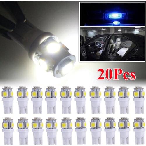20 PCS T10 LED License Plate Car Interior Lights Bulbs 6000K White 168 2825 194 W5W Long Lasting Led Lamp 50000 Hour Signal Lamp