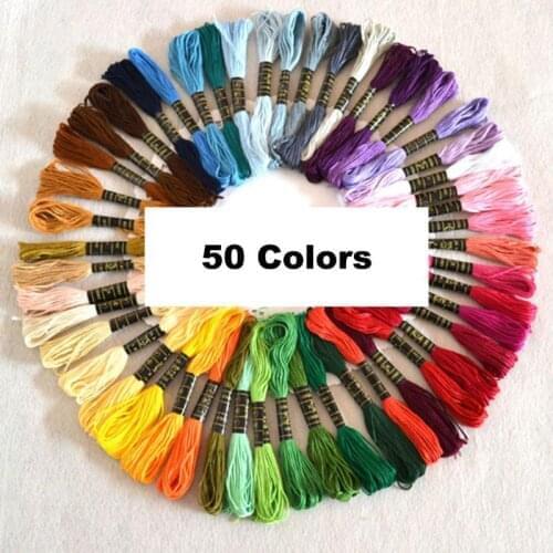 50 Colors Embroidery Thread Line Hand Cross Stitch Floss Sewing Skeins DIY Craft Apparel Sewing Fabric Cotton Knitting Threads