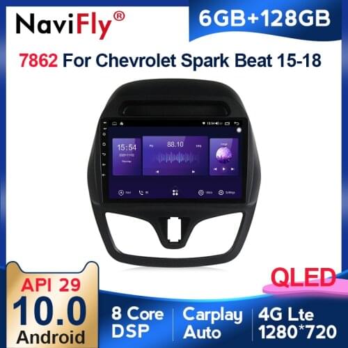 6G +128G Android 10 QLED 4G LTE For CHEVROLET Spark Beat 2015 2016 2017 Multimedia Stereo Car DVD Player Navigation GPS Radio BT