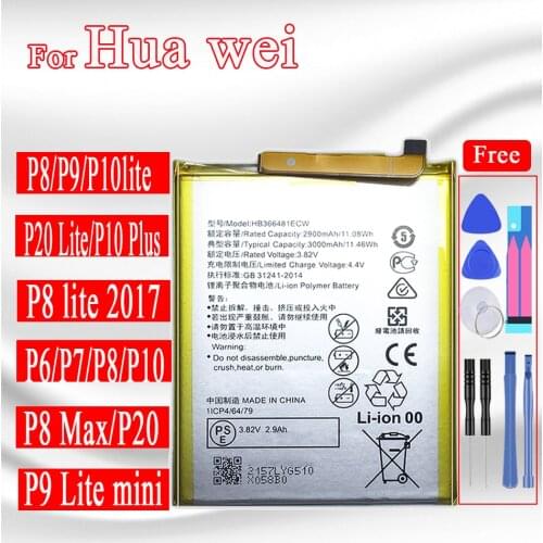 Battery for Huawei P9 P10 P20 P30 lite/lite 2017/pro/plus/lite mini Mobile Phone Batery For Hua Wei P6 P7 P8 Lite HB405979ECW