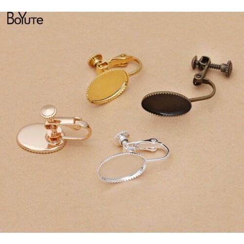 BoYuTe (20 Pieces/Lot) Fit 10*14MM Oval Cabochon No Pierced Screw Ear Clip Blank Base Diy Handmade Earrings Accessories