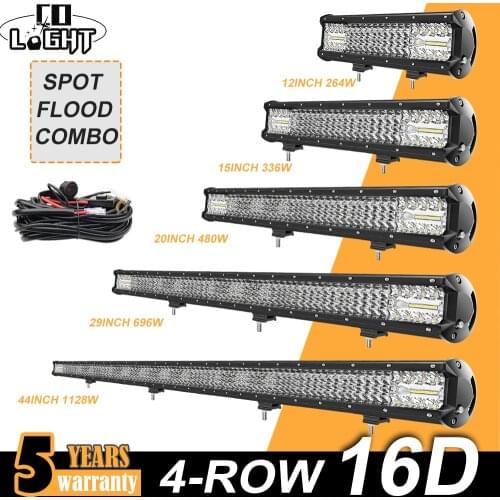 CO LIGHT 16D 112800LM LED Light Bar 4-Row 12" 15" 20" 29" 44"Combo Beam Offroad LED Work Light Bar for 4x4 4WD Truck Car 12V 24V