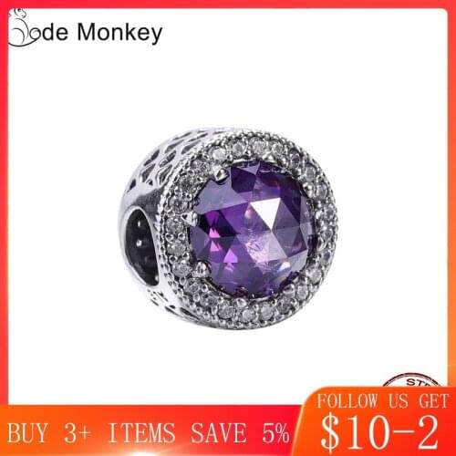 CodeMonkey 100% Real 925 Sterling Silver Purple Grass Beads Charms Fit Original CodeMonkey Bracelet DIY Jewelry For Women 1006